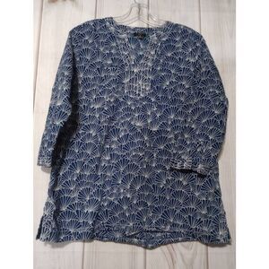 Talbots Shirt Ladies‎ Medium Petite Navy Sea Shell Nautical